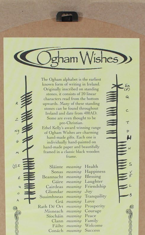 Irish Fáilte Ogham Welcome Wall Art, 11 x 6 in – Hand Scripted Celtic Writing, Framed with Glass, Made in Ireland
