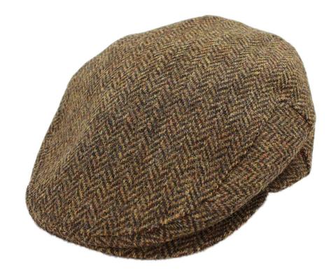 Irish Tweed Flat Cap - Green Brown Donegal Fleck 100% Wool Vintage Hat