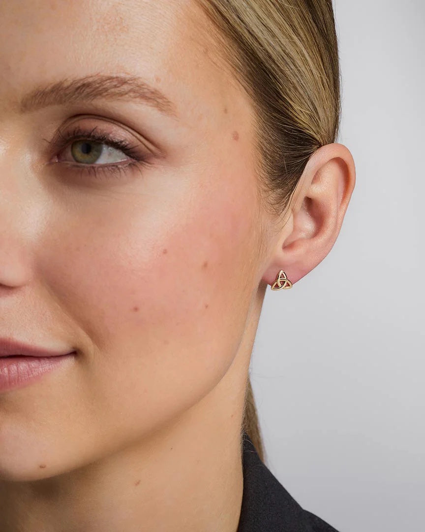 Irish 10K Gold Plated Trinity Knot Stud Earrings