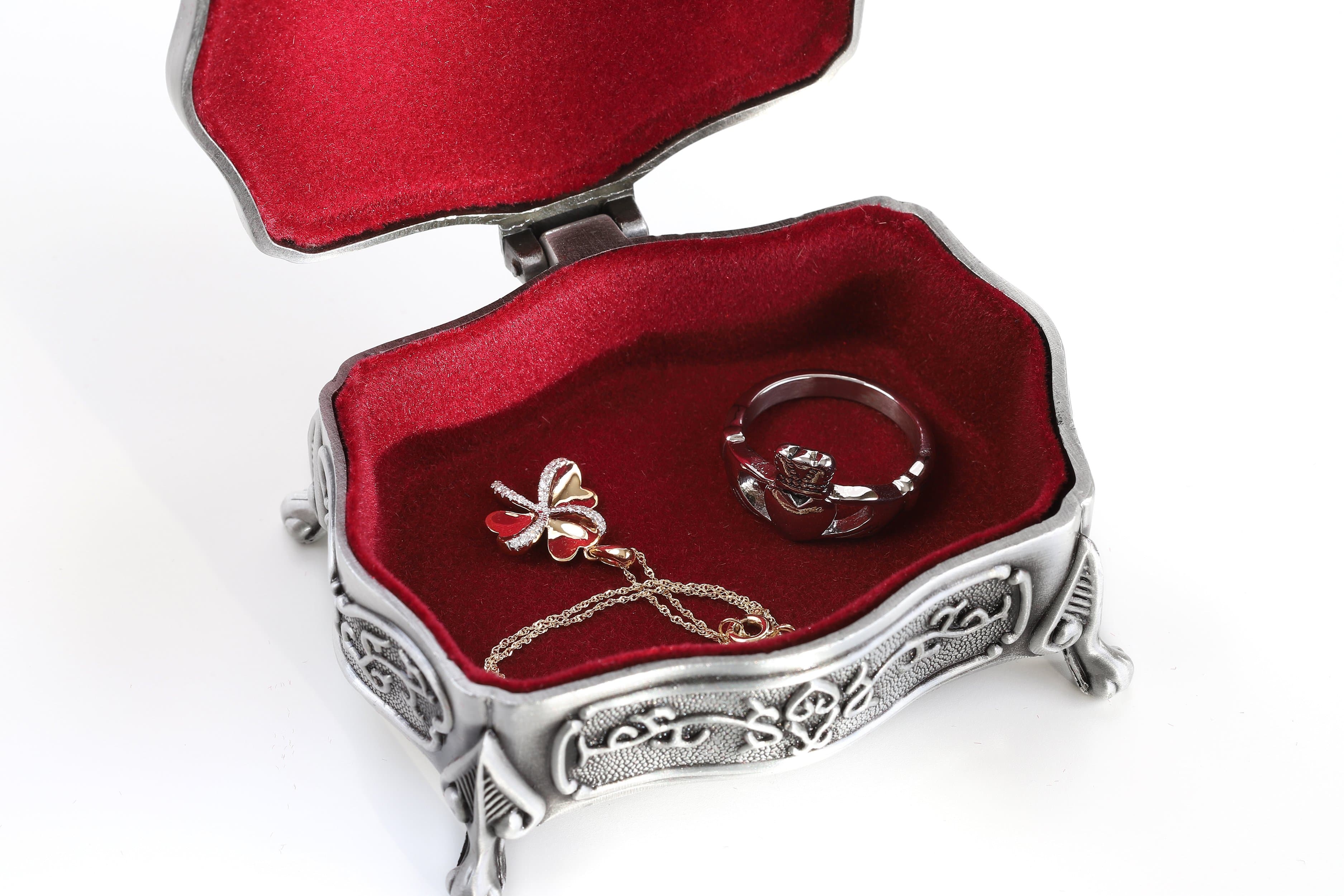 Irish Pewter Claddagh Jewelry Box: Timeless Design