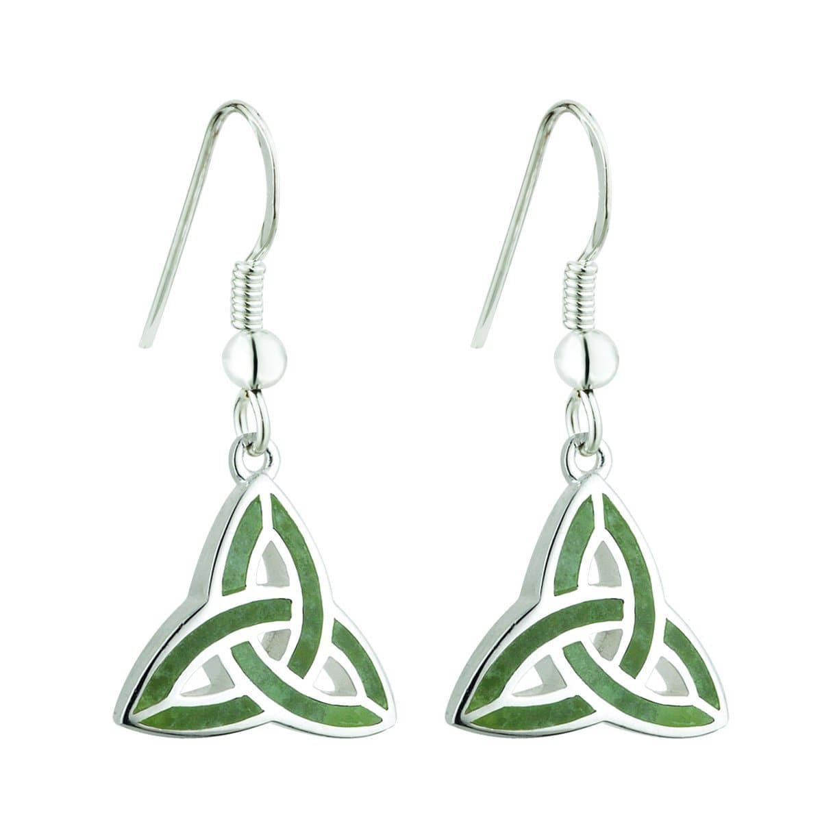 Irish Sterling Silver Connemara Marble Trinity Knot Earrings