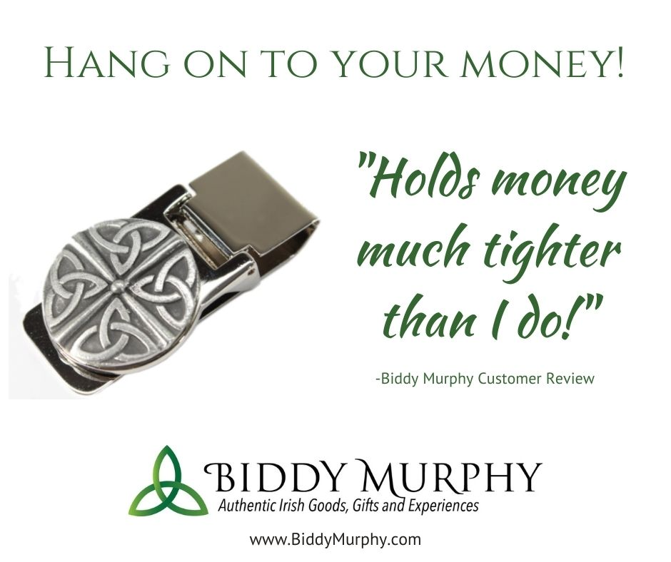Irish Lucky Shamrock Money Clip: Stainless Steel & Pewter Craftsmanship