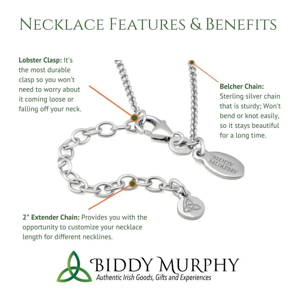 Irish Sterling Silver Connemara Marble Claddagh Necklace for Women