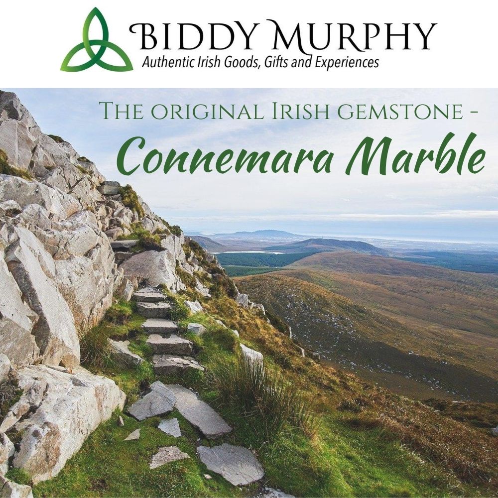 Irish Sterling Silver Connemara Marble Shamrock Necklace for Women