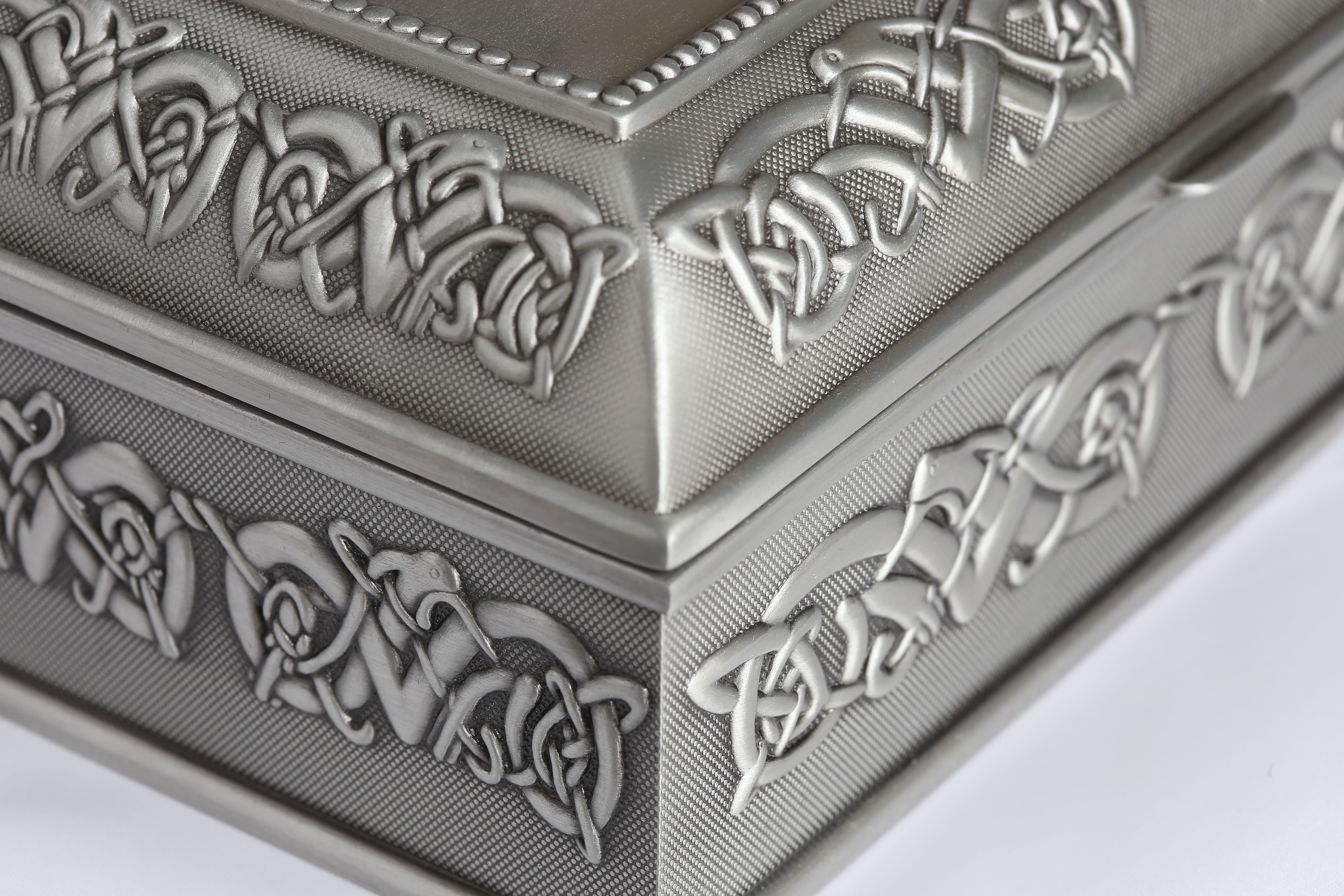 Irish Pewter Claddagh Jewelry Box: Exquisite & Spacious Storage