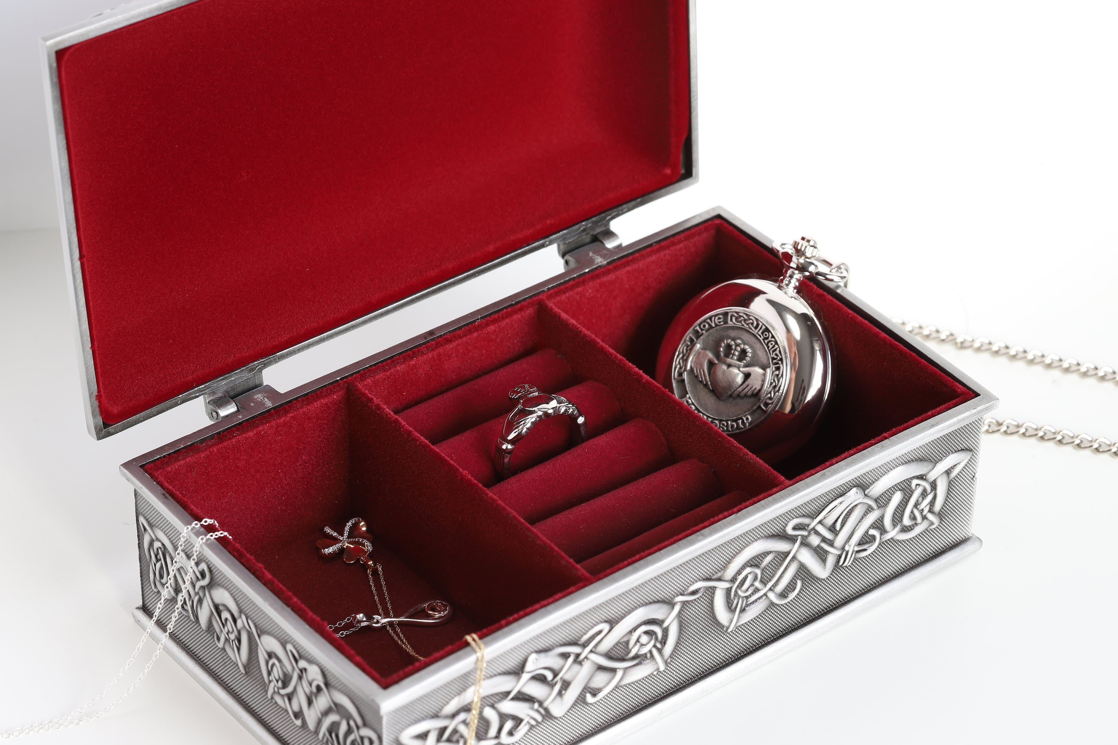 Irish Pewter "May the Road Rise" Jewelry Box : Exquisite & Spacious Storage