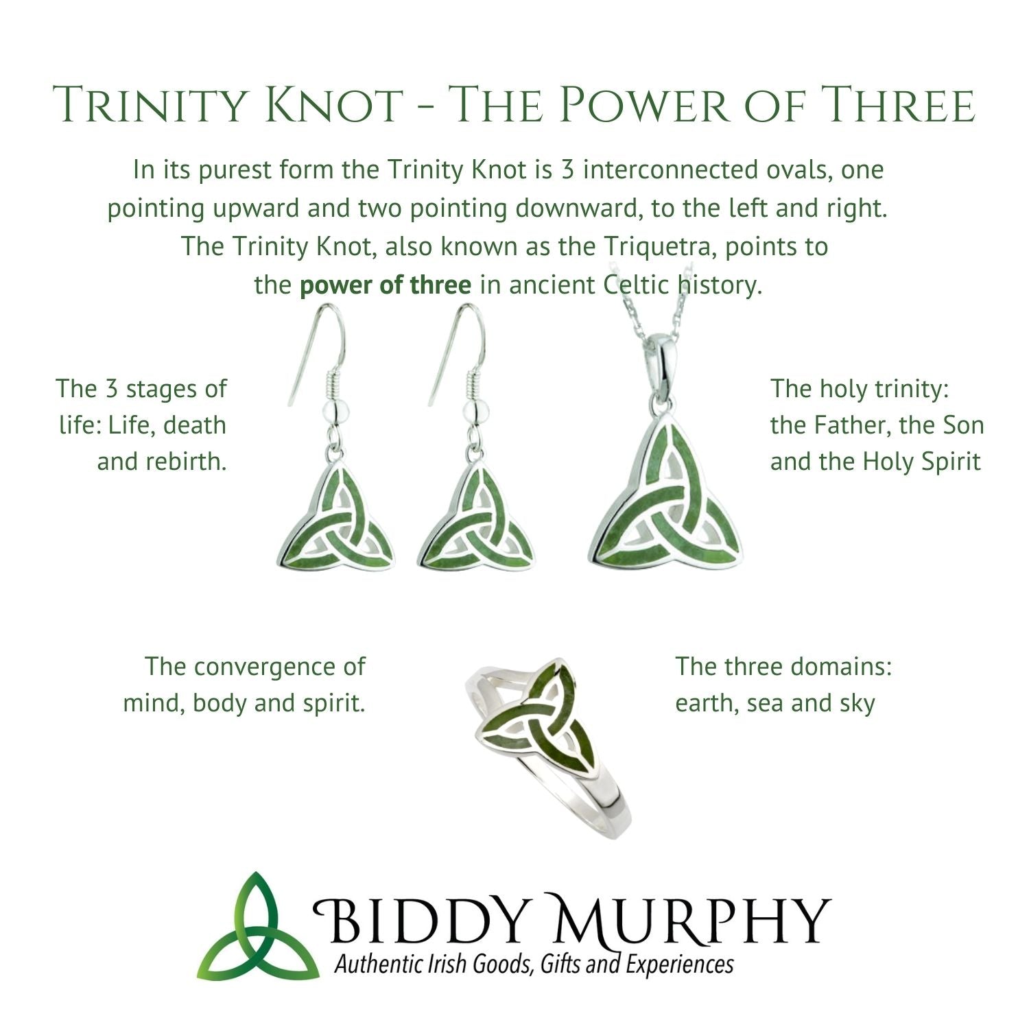 Irish Sterling Silver Connemara Marble Trinity Knot Earrings
