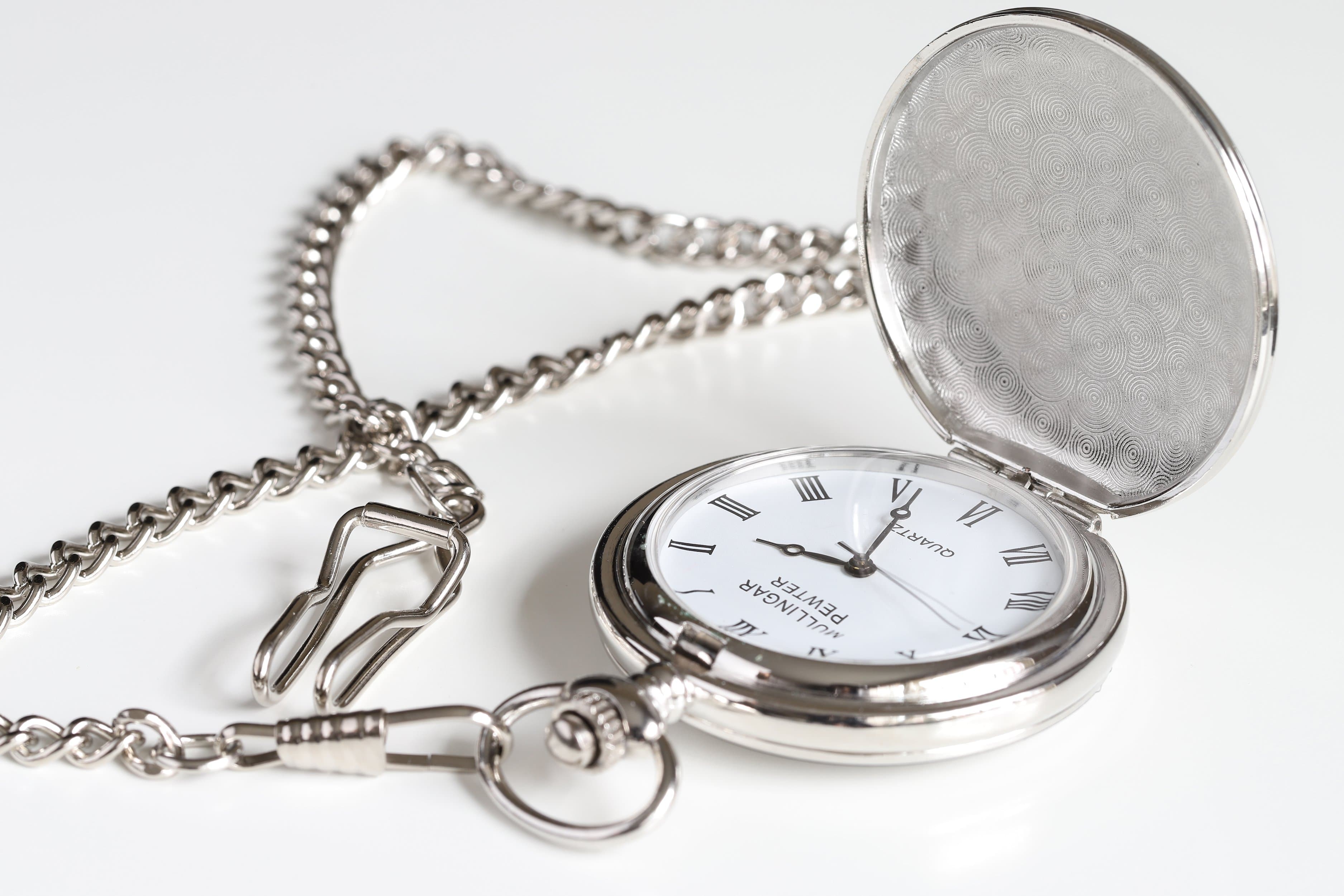 Biddy Murphy Irish Shamrock Pocket Watch – Pewter Medallion, Stainless Steel Case & Chain