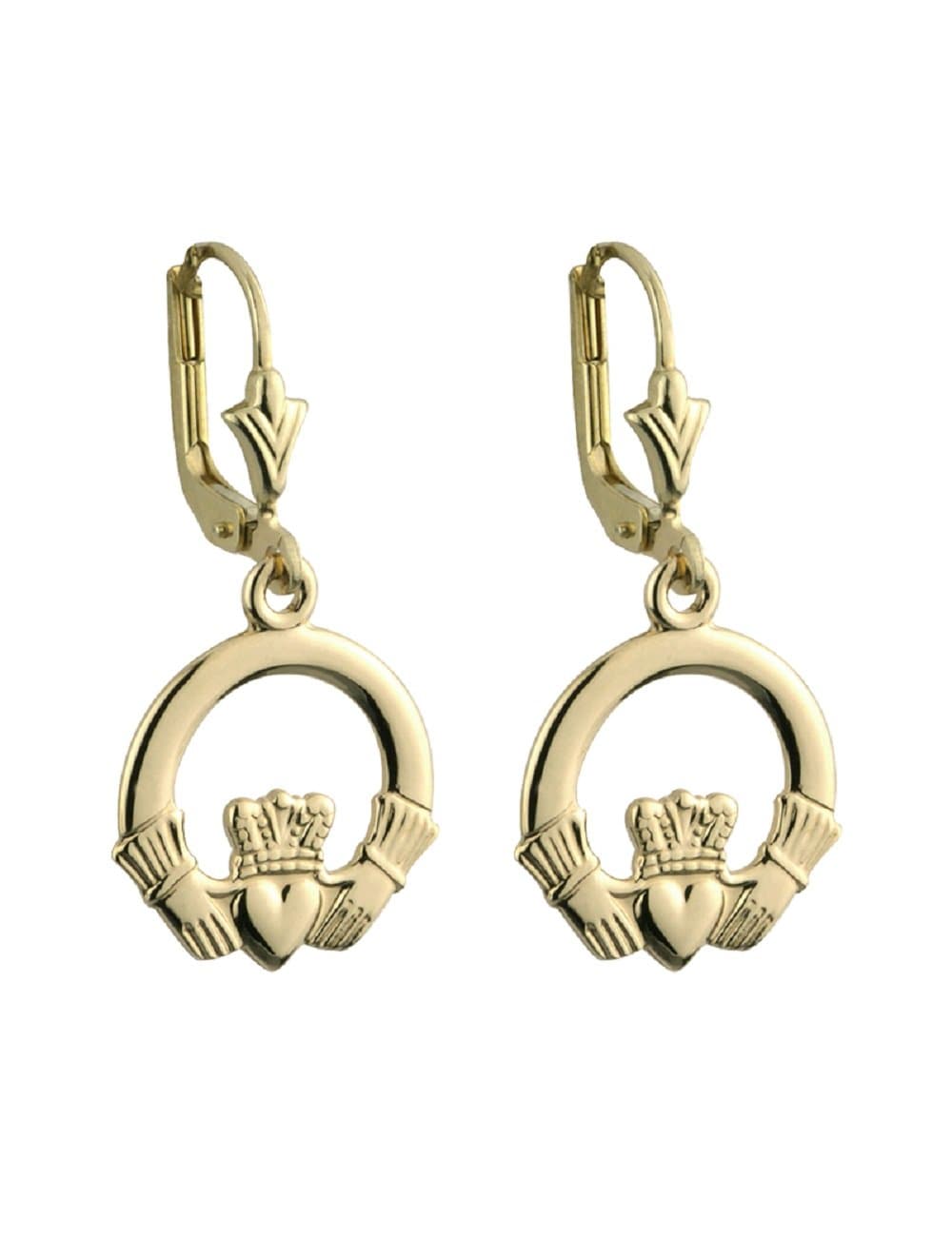 Irish 14K Gold Claddagh Dangle Earrings