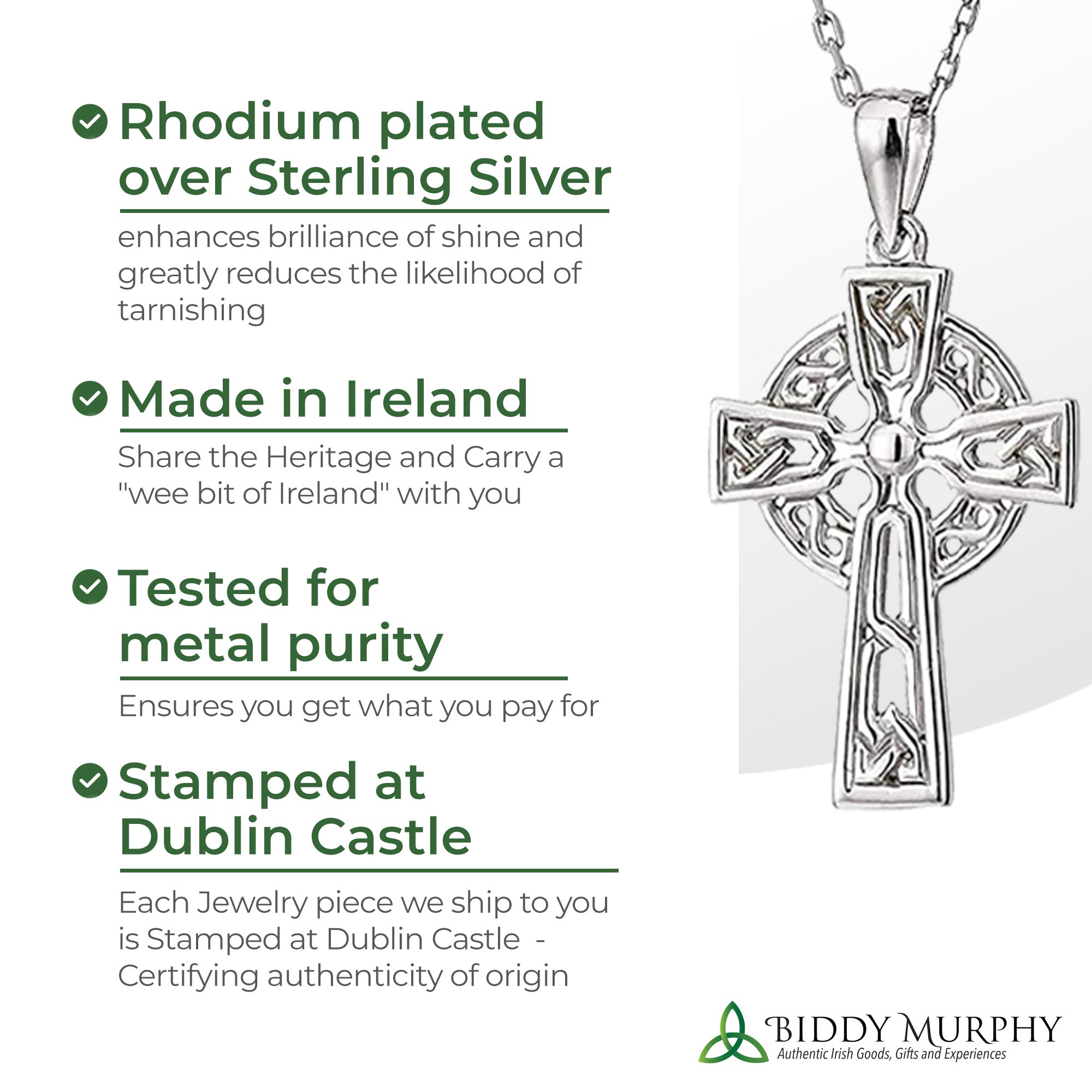 Irish Sterling Silver Small Celtic Cross Necklace for Women
