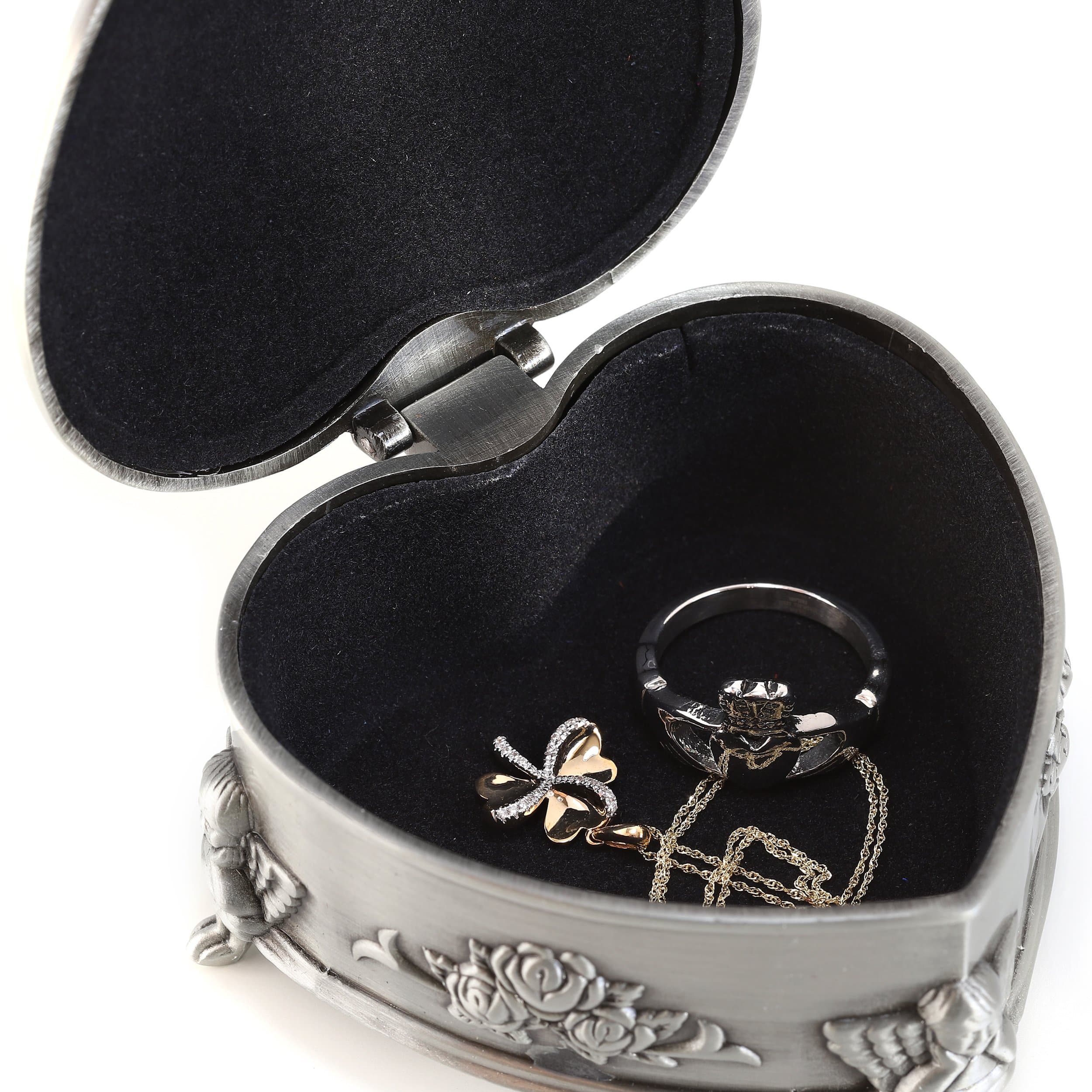 Irish Heart-Shaped Pewter Jewelry Box : Timeless Irish Blessing