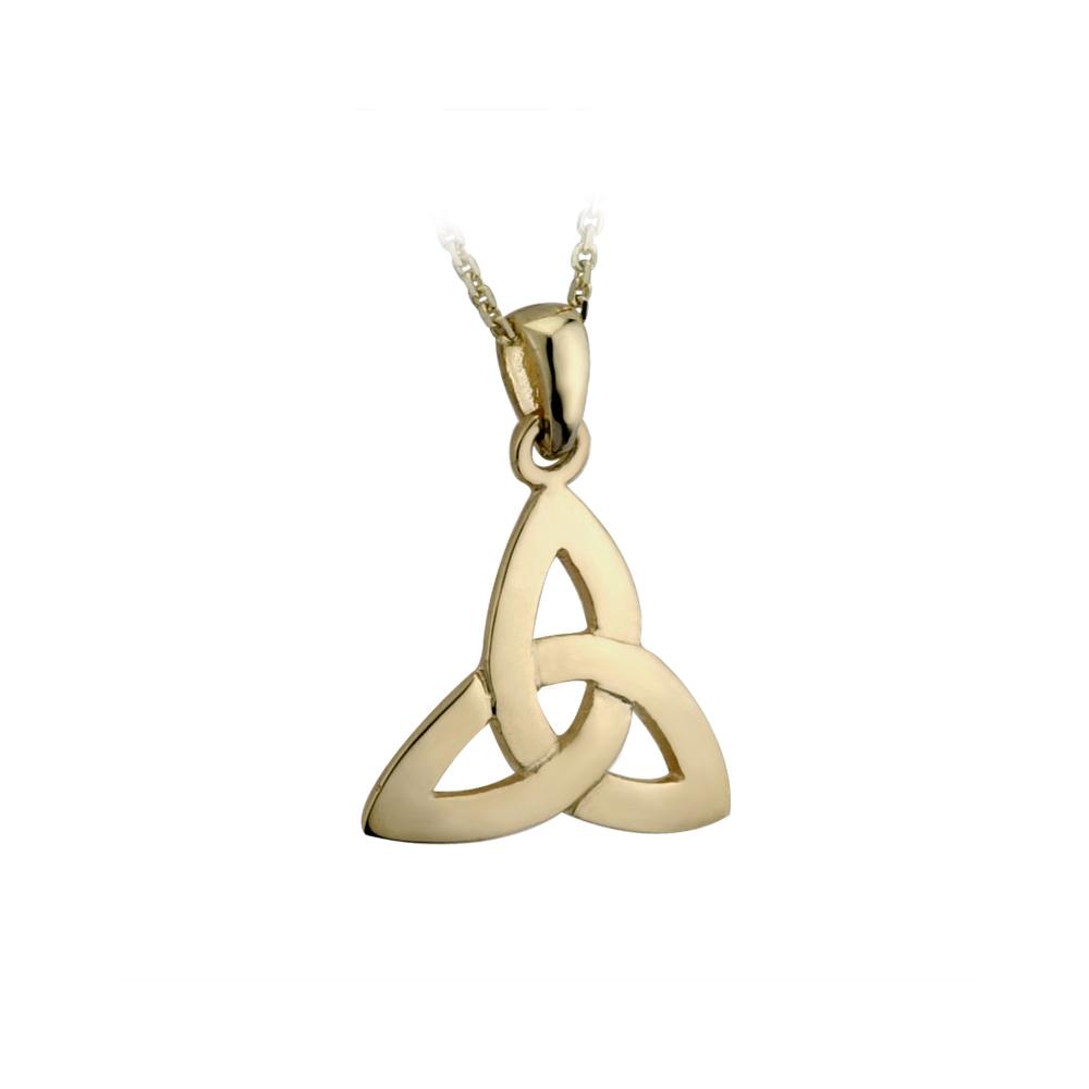 Irish 10K Gold Trinity Knot Necklace with 18" Singapore Chain