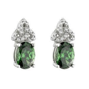 Irish Sterling Silver Emerald CZ Trinity Knot Earrings