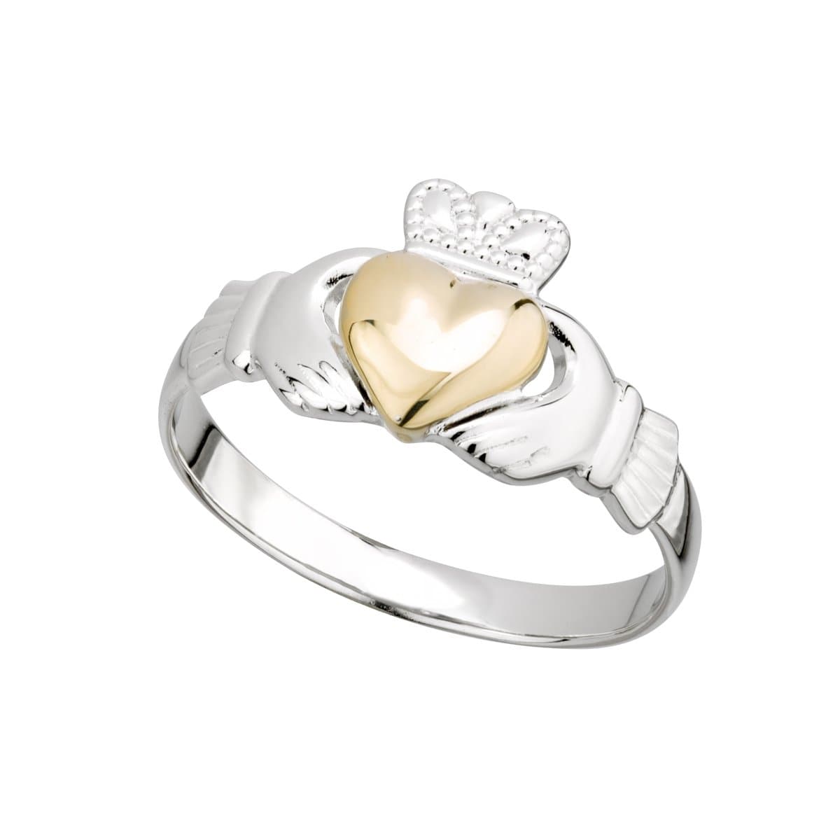 Irish Sterling Silver & 10K Gold Claddagh Ring for Women